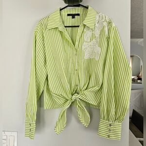 Marc New York Green and White Striped Casual Shirt Nwot